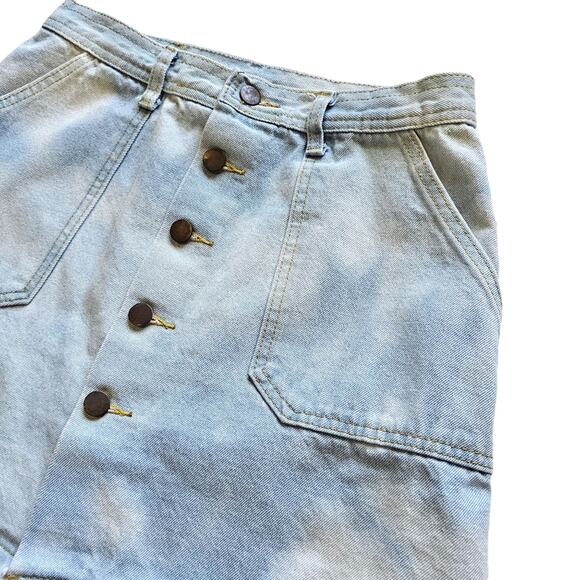 Cloud Dyed Button Front Denim Mini Skirt Size Medium - Picture 3 of 5